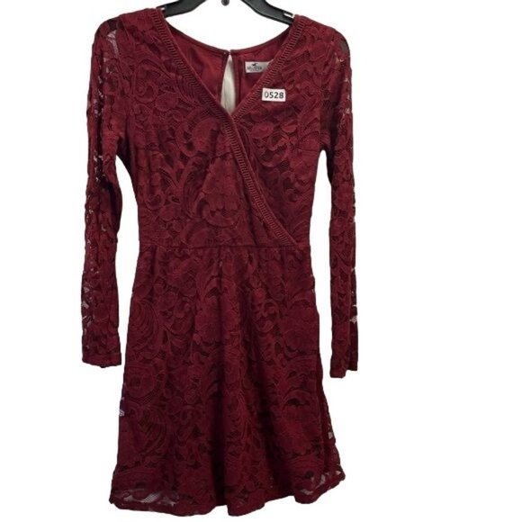 Hollister Dress Womens Size Small Maroon Lace Long Sleeve , New With Tags - Picture 1 of 16
